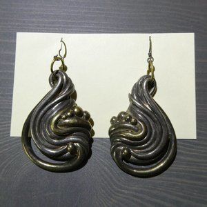 Signed Brian Bergner Electroform Sterling Silver 925 Chunky Drop/Dangle Earrings